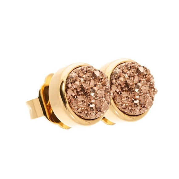 Round Druzy Studs - Rose — Everly and Ace - Picture 3 of 5